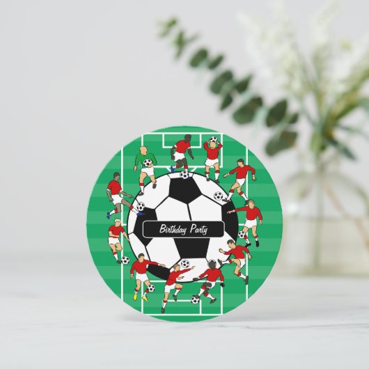 サッカー選手のバースデーパーティ招待状 招待状 (スタンド正面)