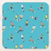 サッカー選手のパターン スクエアペーパーコースター (正面)