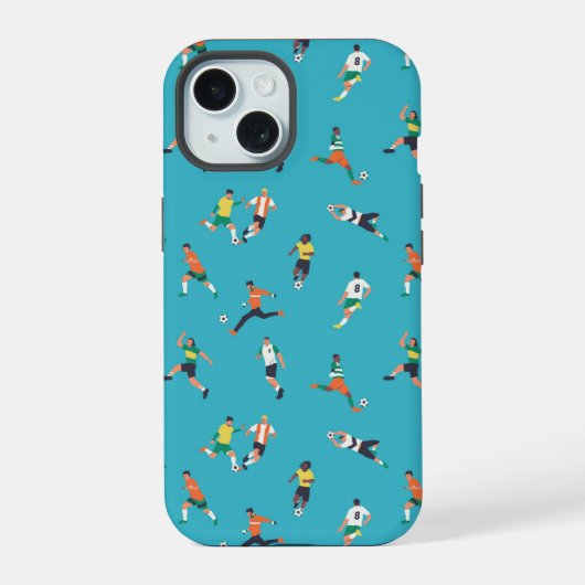 サッカー選手のパターン iPhone 15ケース (裏面)