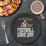 サッカー選手のブラックゲーム ペーパープレート<br><div class="desc">サッカーの試合日パーソナライズされたパーティー紙のプレートファンすごいは、黒い背景にサッカー選手をフィーチャーすることを愛する。高校、大学、プロなど、ビッグゲームに最適。コレクション内の一致アイテム。</div>