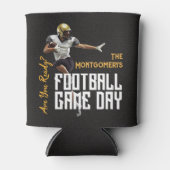 サッカー選手のブラックゲーム 缶クーラー (正面)