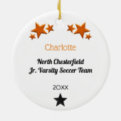 サッカー選手のブルネット（オレンジ） セラミックオーナメント (裏面)