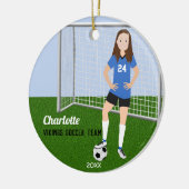 サッカー選手のブルネット（青） セラミックオーナメント (左)