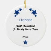 サッカー選手のブルネット（青） セラミックオーナメント (裏面)