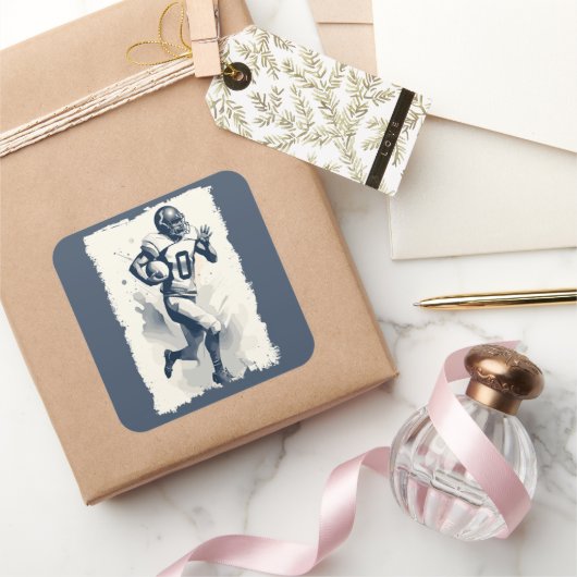 ✪サッカー選手のポートレート✪抽象芸術ベクターアート スクエアシール (ギフト)