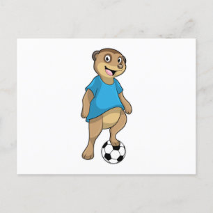 サッカー選手のミーアキャットとサッカーボール ポストカード