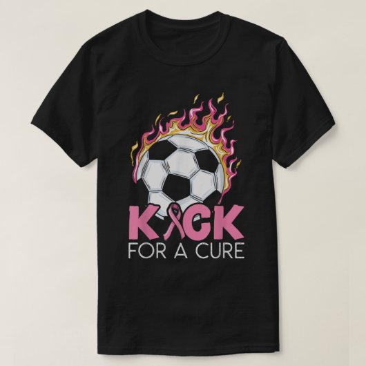 サッカー選手の乳がん治療のキック Tシャツ (デザイン正面)