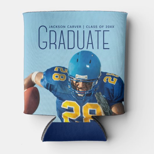 サッカー選手の写真卒業パーティー 缶クーラー (正面)