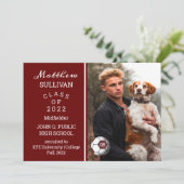 サッカー選手の写真卒業発表 招待状 (スタンド正面)