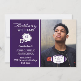 サッカー選手の写真卒業発表 招待状