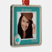 サッカー選手の写真名娘クリスマス メタルオーナメント (右)