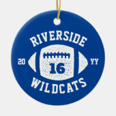 サッカー選手の写真(青パーソナライズされた) セラミックオーナメント (正面)