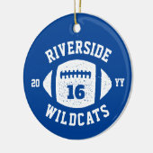 サッカー選手の写真(青パーソナライズされた) セラミックオーナメント (左)