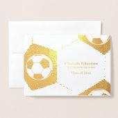 サッカー選手の卒業パーティー ゴールド 箔カード (封筒付き正面)