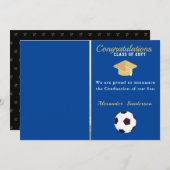 サッカー選手の卒業写真アナウンス 案内状 (正面/裏面)