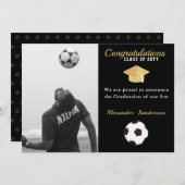 サッカー選手の卒業写真パーティー 案内状 (正面/裏面)