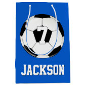 サッカー選手の名前をカスタムする&ジャージーナンバースポーツ ミディアムペーパーバッグ (正面)