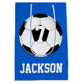 サッカー選手の名前をカスタムする&ジャージーナンバースポーツ ミディアムペーパーバッグ (裏面)