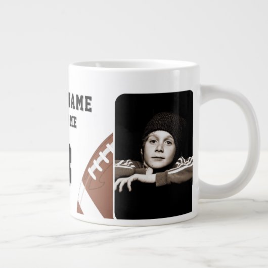 サッカー選手の名前番号チーム2の写真 ジャンボコーヒーマグカップ (右)