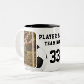 サッカー選手の名前番号チーム2の写真 ツートーンマグカップ (正面左)