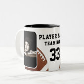 サッカー選手の名前番号チーム2の写真 ツートーンマグカップ (正面左)