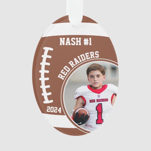 サッカー選手の名前番号写真記念#1 オーナメント (正面)