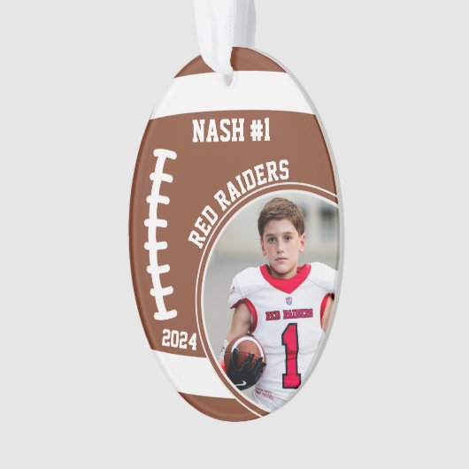 サッカー選手の名前番号写真記念#1 オーナメント (正面)
