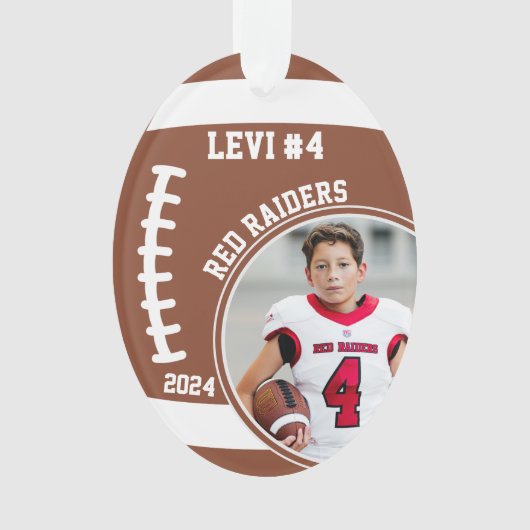 サッカー選手の名前番号写真記念#4 オーナメント (正面)