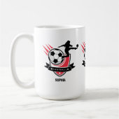 サッカー選手の女の子,サッカー女子チームの好意ボックス コーヒーマグカップ (左)