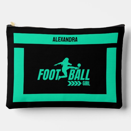 サッカー選手の女の子，誕生日ギフト，サッカーチーム アクセサリーポーチ (正面)