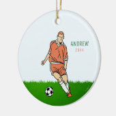 サッカー選手の子供の名前の年を更新 セラミックオーナメント (左)