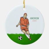 サッカー選手の子供の名前の年を更新 セラミックオーナメント (裏面)