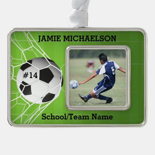 サッカー選手の形見 シルバープレートフレームオーナメント (正面)