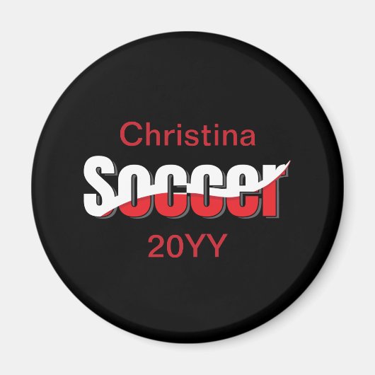 サッカー選手の抽象芸術スウィッシュ – Word Art マグネット (正面)