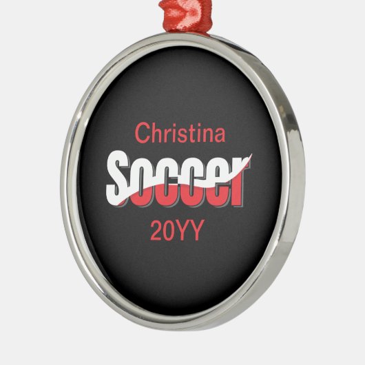 サッカー選手の抽象芸術スウィッシュ – Word Art メタルオーナメント (左)