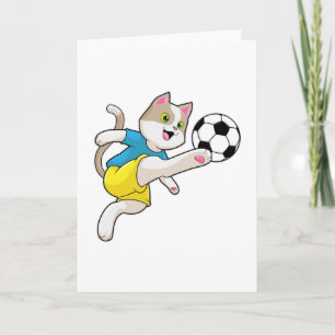 サッカー選手の猫とサッカーボール カード