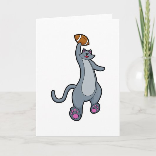 サッカー選手の猫とサッカーボール カード (正面)