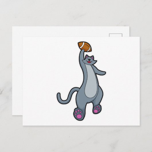 サッカー選手の猫とサッカーボール ポストカード (正面/裏面)