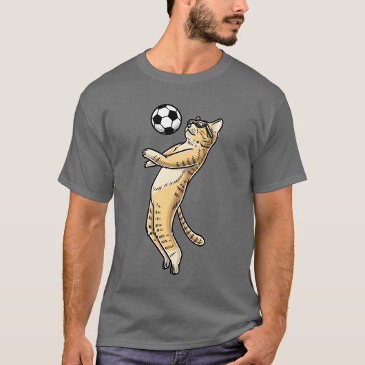 サッカー選手の猫好きペット子猫男性女子ボーイ Tシャツ (正面)