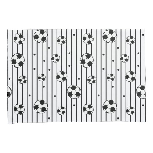 サッカー選手の白黒サッカー 枕カバー (正面右)