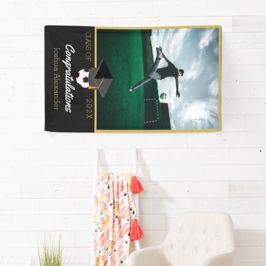 サッカー選手の祝辞の写真 横断幕 (インサイチュ)