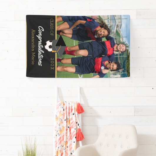 サッカー選手の祝辞の写真 横断幕 (インサイチュ)