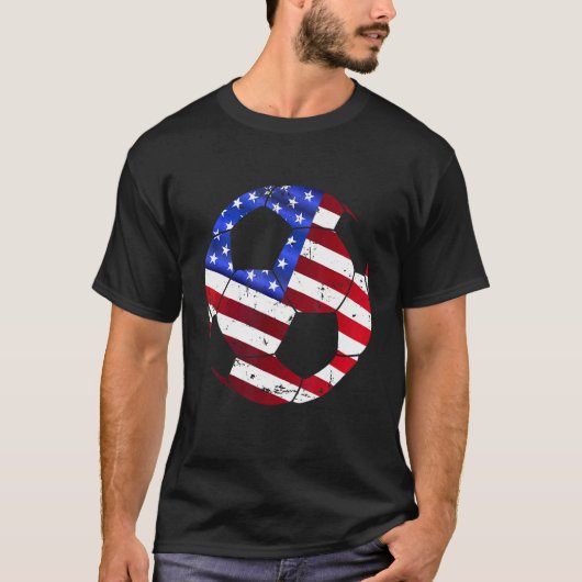 サッカー選手の米国アメリカ国旗の女の子ボーイズSocc Tシャツ (正面)