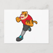 サッカー選手の虎とサッカーボール ポストカード (正面)
