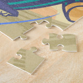 サッカー選手の行動運動レトロイラストレーション ジグソーパズル (側面)