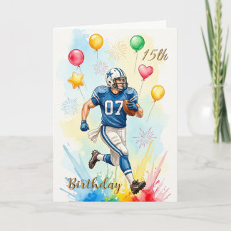 サッカー選手の誕生日カード、風船、花火、楽しい カード