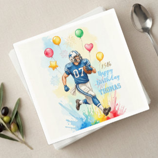 サッカー選手の誕生日、風船、花火、楽しみ スタンダードカクテルナプキン