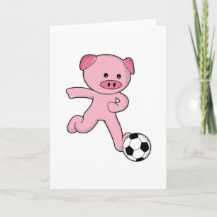 サッカー選手の豚とサッカーボール カード