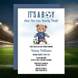 サッカー選手の赤ちゃんシャワーを心待ちにしている男の子だ 招待状