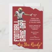 サッカー選手の赤の試合 招待状 (正面)